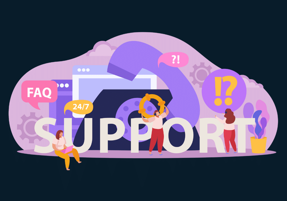 Illustration FAQ maintenance WordPress avec support et assistance 24/7 pour sites web sécurisés à Nantes.