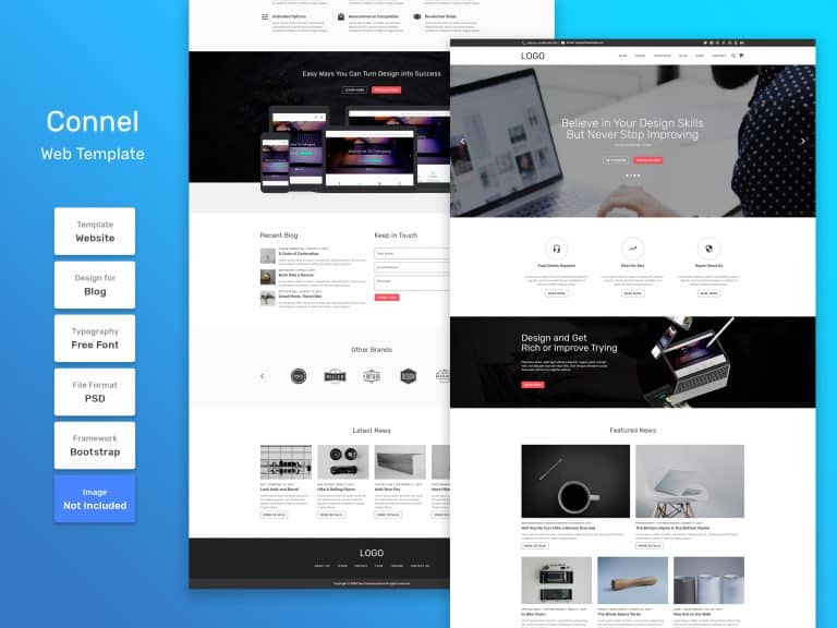 Aperçu de plusieurs modèles de pages web affichés côte à côte, illustrant l’apparence et la mise en page d’un thème de site.