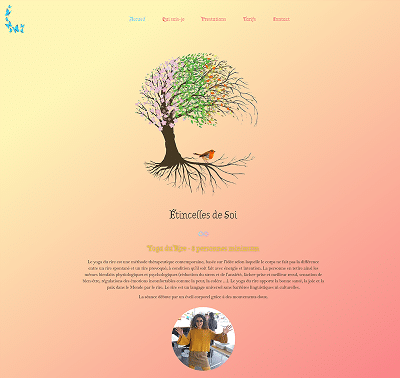 Image du site internet "étincelles de soi", yoga du rire, relaxation et masso-thérapie.